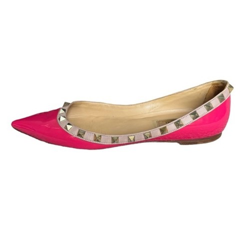 Scarpe a punta piatte in pelle verniciata Valentino rosa e oro rosa e oro taglia 7 5