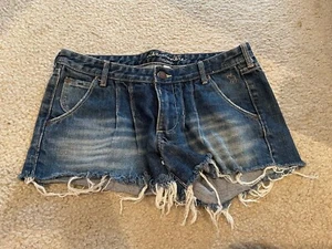 Abercrombie & Fitch A&F AF Denim Washed Whisker Jeans Shorts Kids Teen Girl 16 - Picture 1 of 6
