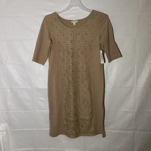 NWT Nurture Autumn Romance Khaki Laser Cut Front Dress Medium - Picture 1 of 4