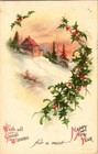 With all GOOD WISHES for a most HAPPY NEW YEAR vintage postcard