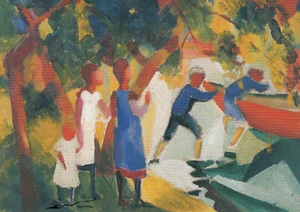 Postkarte: August Macke - Spielende Kinder am Wasser - Foto 1 di 1