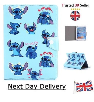 CARTOON CASE WORLD Stitch Lilo Love Case for Samsung Galaxy Tab 3 4 A7 A8 A10 S6 E 7" 8" 10" Cover