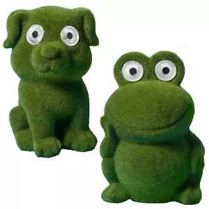 2er Pack LED Solar Dekofigur grün beflockt Hund Frosch Solar Leuchte Figur Tier - Bild 1 von 2