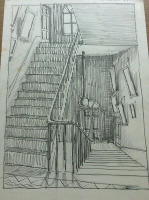 Signed Original Pen & Ink Drawing Lillian Mingay 1937 Bridlington House High St - Image 1 of 4