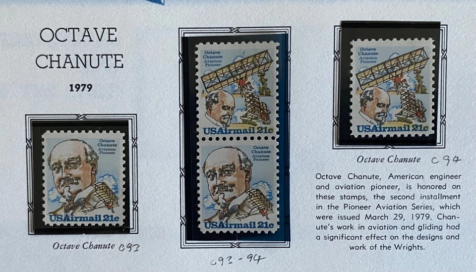 US 1979.  Octave Chanute. C93-94,94a (Pair of 2) MNH. - Image 1 of 1