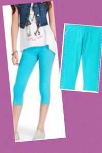 NWT Girls S(5-6) Gymboree “SAFARI TWIRL” Cotton Turquoise CAPRI LEGGINGS Pants - Picture 1 of 3