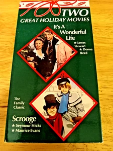 IT'S A WONDERFUL LIFE & SCROOGE-VHS-TWO GREAT HOLIDAY MOVIES-1993-VERY GOOD - Picture 1 of 4