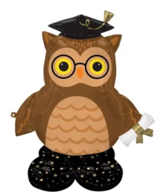Globo de lámina de graduación Airloonz Wise Owl 44" relleno autoportante con globo de aire Foto 1 de 3