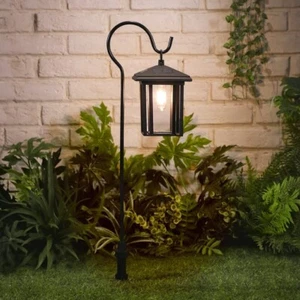 2 x SOLAR LIGHT SHEPHERDS HOOK FILAMENT LED WARM WHITE LAMP PATH PATIO GARDEN - Picture 1 of 6