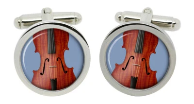 Violine Manschettenknöpfe IN Chrom Kiste - Bild 1 von 4