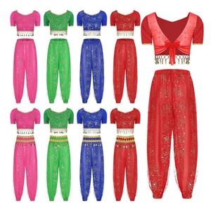 US Womens Belly Tassels Dancewear Latin Outfits Sequin India Dancing Carnival - Picture 1 of 76