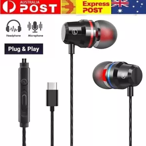 USB Type C Headphones Earphone w/ MIC Headset For Samsung Android iPhone 15 16 - Picture 1 of 9