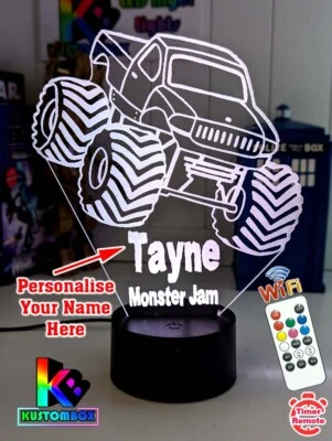 Monster Jam Truck UTE 4x4 Personalizado 3D LED Luz Nocturna 7 Lámpara de Cambio de Color Foto 1 de 4