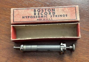 Vintage Glass Syringe Boston Record Hypodermic Syringe with Original Box - Picture 1 of 5