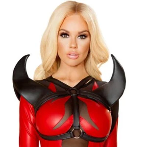Black Devil Horns Harness Pointy Padded Holster Shoulder Straps Costume 4811 - Picture 1 of 6