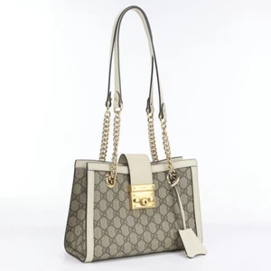 GUCCI GU88506 Small Shoulder Bag Padlock GG Supreme Canvas beige Bag Women - Picture 1 of 7