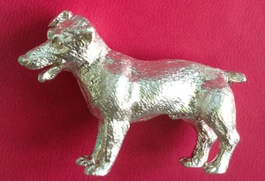 NEW STERLING SILVER JACK RUSSELL TERRIER DOG FIGURINE - Picture 1 of 5