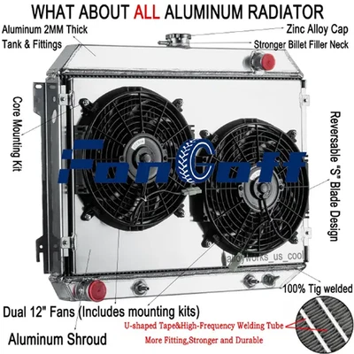 3 Row Radiator+Shroud Fan For 1968-1973 1970 Dodge Charger Plymouth Road Runner. - Image 1 of 4