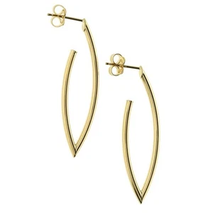 Ladies 9ct Yellow Gold Open Curve Drop Earrings - Picture 1 of 4
