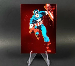Captain America /50 SSP 2023 Marvel Midnight Sons Medaglione Rosso Rubino Fleer Ultra - Foto 1 di 15