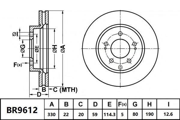 Bendix Ultimate Rear Brake Rotor for Ford Falcon EF, EL 5.0L Z Petrol 1994-1998 - Image 1 of 2