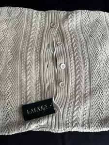 Lauren Ralph Lauren Hogar Tejido con Cable Suéter Funda Almohada 18x18 Taupe NUEVO - Imagen 1 de 11