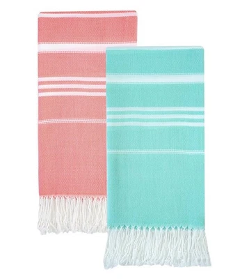 Juego de 2 toallas de playa turcas (38" x 71") | Toalla turca extra grande 100 % algodón Foto 1 de 4