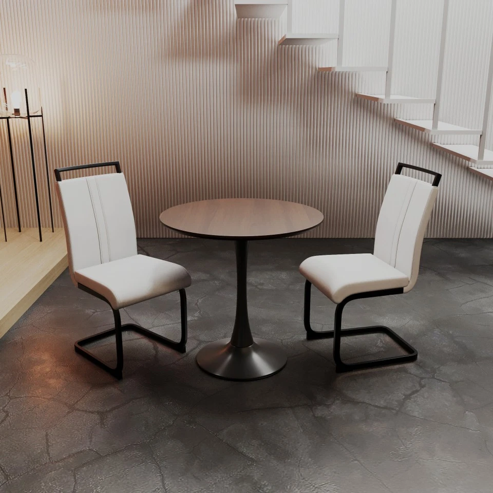 35.43in*33.66in*20.08in Walnut Circular Dining Table 2 Chair 1 Table - Image 1 of 4