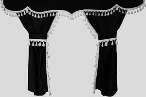 LKW Gardinen Vorhänge Schwarz Weiß passend für DAF Iveco Volvo Scania MB - Bild 1 von 4