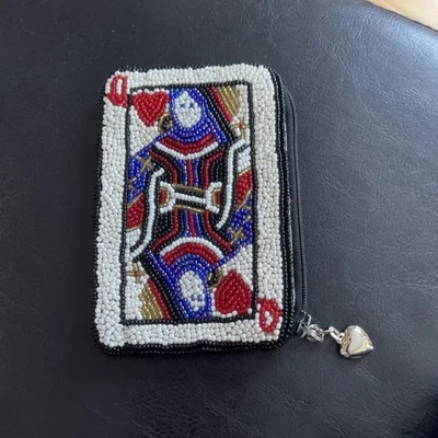Queen Of Hearts Beaded Small Zip Pouch  - Image 1 of 4