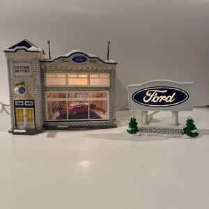 Department 56 Snow Village Uptown Motors Ford Garage Building Works Video READ - Picture 1 of 24