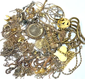 2 Lbs TESTED W XRF Gold Plated  Recovery Scrap Craft Broken Jewelry Lot #31 - Picture 1 of 4
