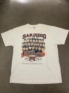 Vintage SAN DIEGO PADRES 1998 LEAGUE CHAMPS T-SHIRT Size XL MINOR WASHABLE STAIN - Picture 1 of 4