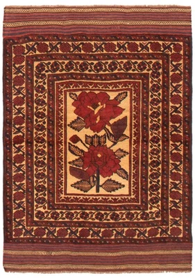 Alfombra oriental tradicional de lana anudada a mano de 4'1" x 5'9" Foto 1 de 4