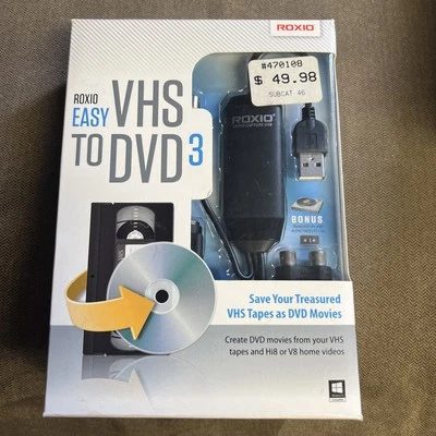 Roxio Easy VHS to DVD 3 Convert Old Home Movies VHS Tapes To DVD 253000 New - Image 1 of 3