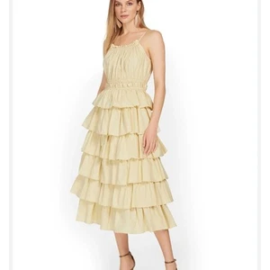 English Factory cremefarbenes Stufen Popeline Midikleid Größe S - Bild 1 von 9
