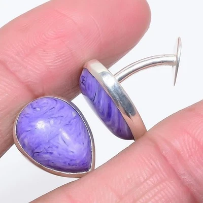 Gemelos Charoite de plata de ley 925 para hombre F1979 Foto 1 de 4