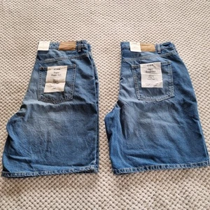 Denim Shorts Bundle X 2 Mens 34 Blue Super Baggy Jort Wide Leg Cotton On - Picture 1 of 16