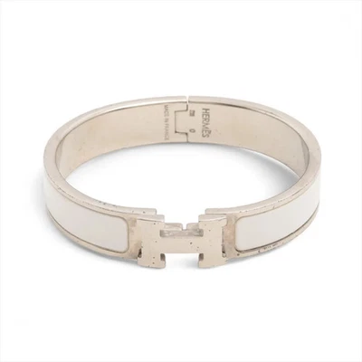 Brazalete Hermès H Clic Clac PM Brazalete GP plata x blanco Foto 1 de 4