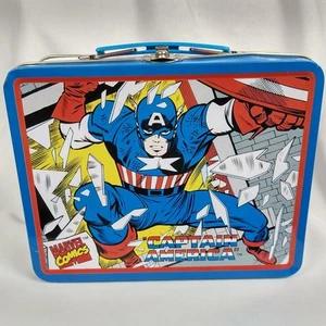 Lunchbox in metallo Marvel Comics Captain America latta da collezione 1998 stile vintage - Foto 1 di 24
