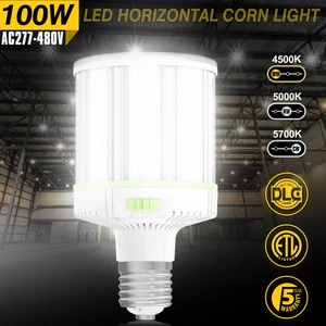 480V LED Corn Light Bulb 100W Warehouse Shop High Bay Light Adjustable CCT&Watt - Picture 1 of 13
