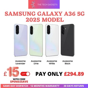 Samsung Galaxy A36 5G 2025 8GB 128GB Dual Unlocked Smartphone Brand NEW Sealed - Picture 1 of 34