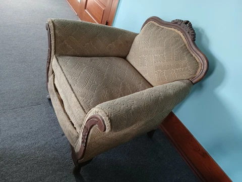 carved walnut stuffed antique chair Cover