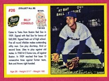 1961 Peters Meats Art Card# 26 Billy Consolo -- Minnesota Twins
