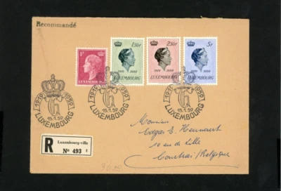 LUXEMBURGO 1959 cubierta registrada primer día a la realeza belga Foto 1 de 2