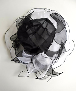 Tuscany Organza Widebrim Black/White Hat One Size 