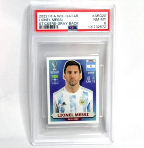 2022 Panini FIFA World Cup Qatar Lionel Messi Gray Back Sticker ARG20 PSA 8 - Picture 1 of 2