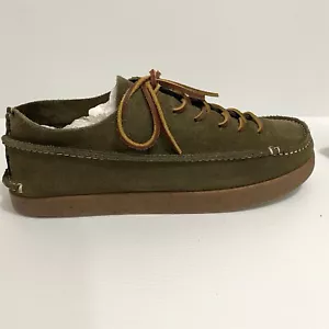 Yogi Mens Finn Suede Moccasin Moss Green Raw Edge UK11 EUR 45 US 12 Natural - Picture 1 of 11