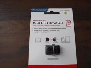 NEW SanDisk SDDD2-016G-A 16GB Ultra Dual Drive 3.0 for Android Devices - Picture 1 of 2