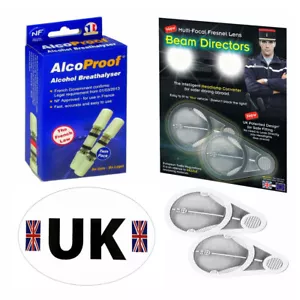 Headlamp Beam Fresnal Lens Adaptors 2 French Breathalyser UK Sticker Euro Travel - Picture 1 of 4